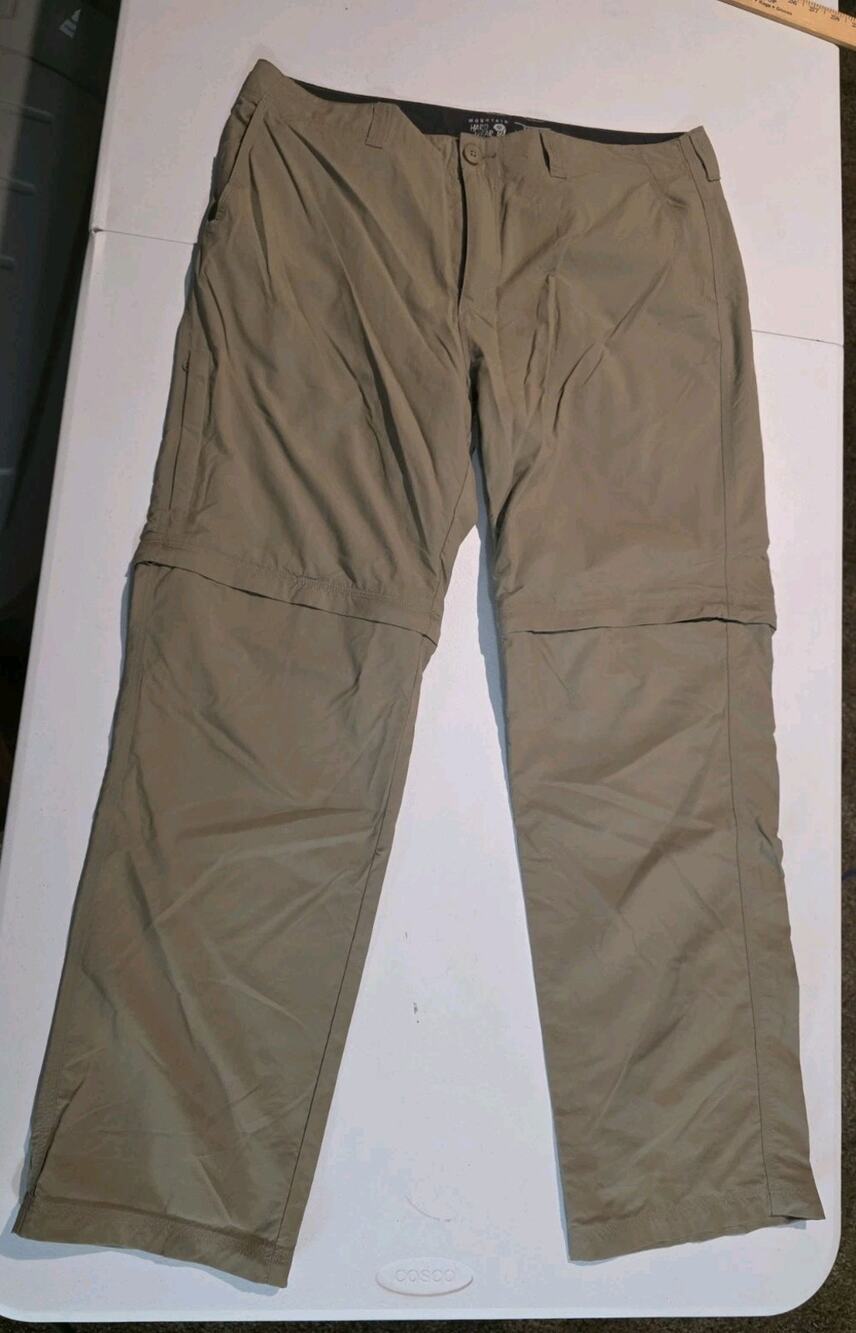 Mountain Hardwear Convertible Pants Shorts Mens 36x32 Zip Off Hiking Cargo Tan